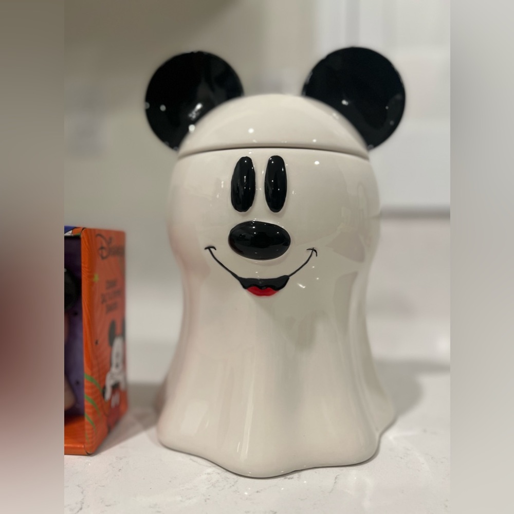 NEW Disney Mickey Viral Ghost Cookie Jar / Ceramic Canister HTF